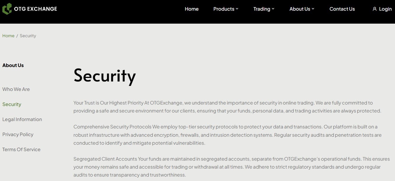 OTG Exchange Security Features