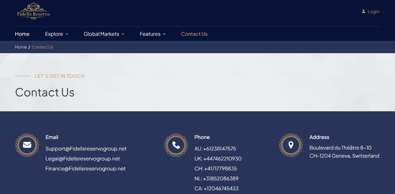 Fidelis Reservo Customer Support