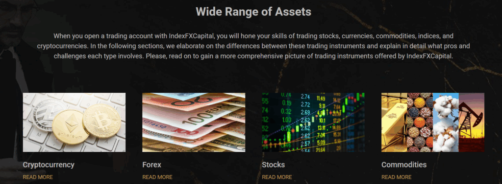 IndexFXCapital trade assets